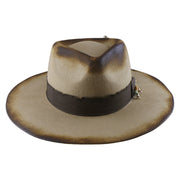 No. 909 Distressed Wool Felt Fedora with Feather and Beads