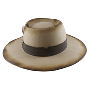 No. 909 Distressed Wool Felt Fedora with Feather and Beads