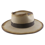 No. 909 Distressed Wool Felt Fedora with Feather and Beads