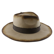 No. 909 Distressed Wool Felt Fedora with Feather and Beads