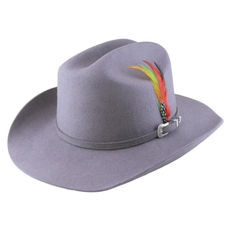 No. 910 Wool Felt Western Cowboy Hat with Feather and Buckle