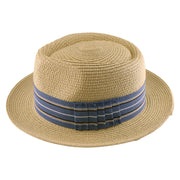 No. 911 Paper Braid Fedora Hat with Striped Ribbon Band