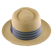 No. 911 Paper Braid Fedora Hat with Striped Ribbon Band
