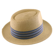 No. 911 Paper Braid Fedora Hat with Striped Ribbon Band