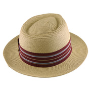 No. 911 Paper Braid Fedora Hat with Striped Ribbon Band