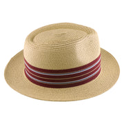 No. 911 Paper Braid Fedora Hat with Striped Ribbon Band