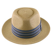 No. 911 Paper Braid Fedora Hat with Striped Ribbon Band