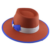 No. 922 Polyester Fedora Hat with Color-Block Bow and Bound Brim