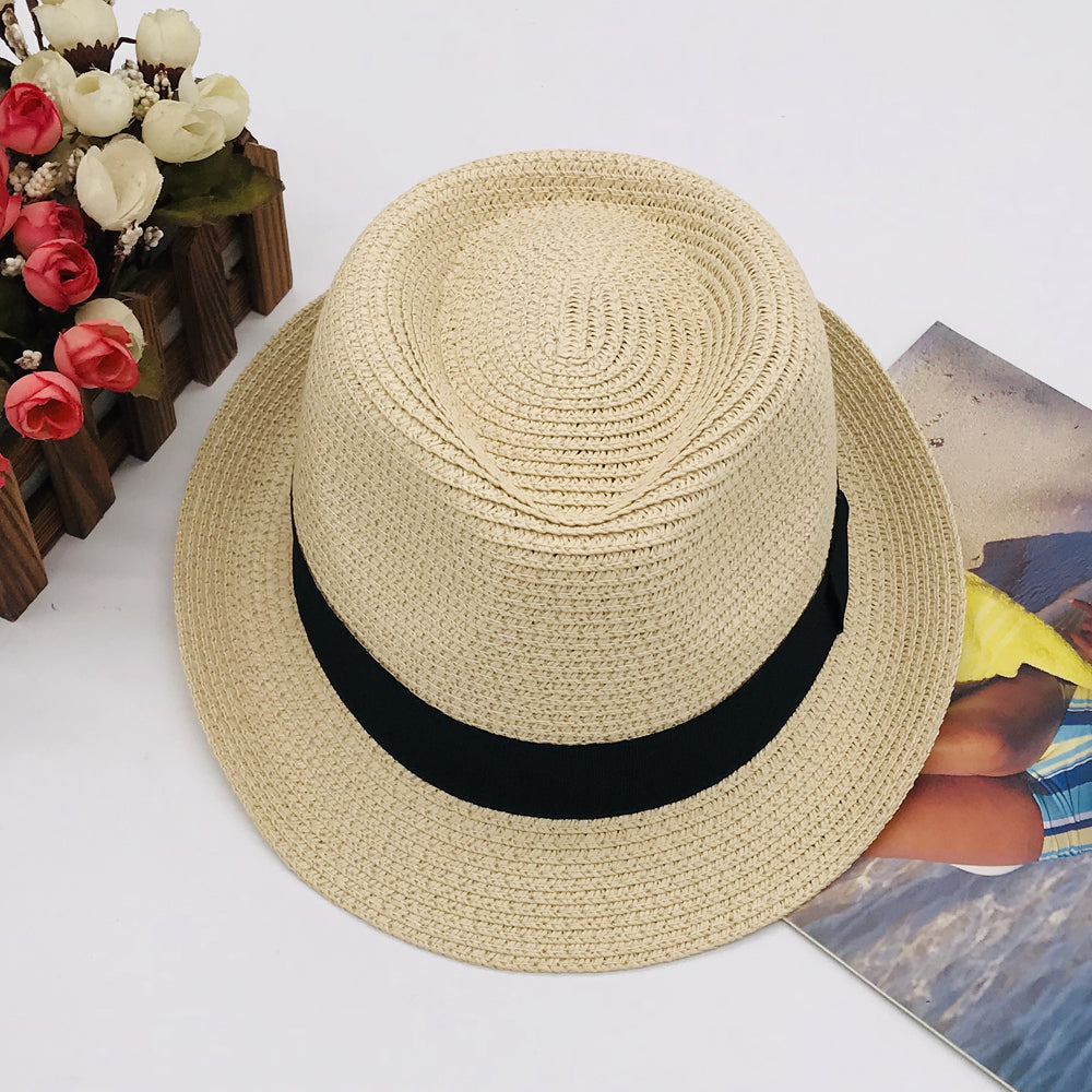 Parent-child hat kids new Paper straw hat sunhat beach braid kids hat summer men's hat