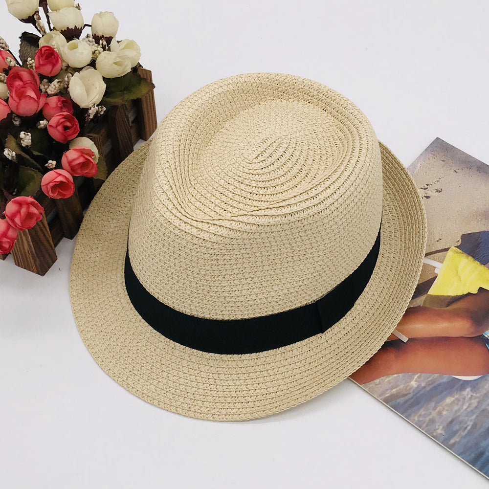 Parent-child hat kids new Paper straw hat sunhat beach braid kids hat summer men's hat