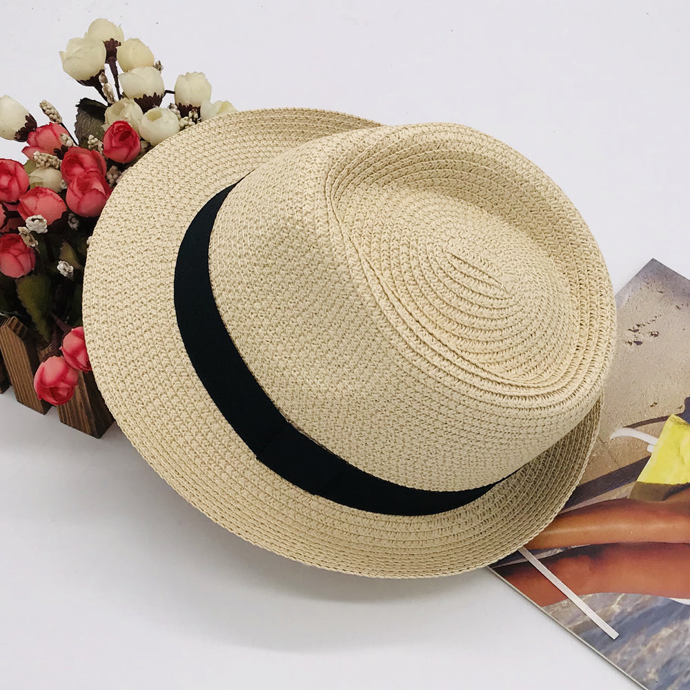 Parent-child hat kids new Paper straw hat sunhat beach braid kids hat summer men's hat