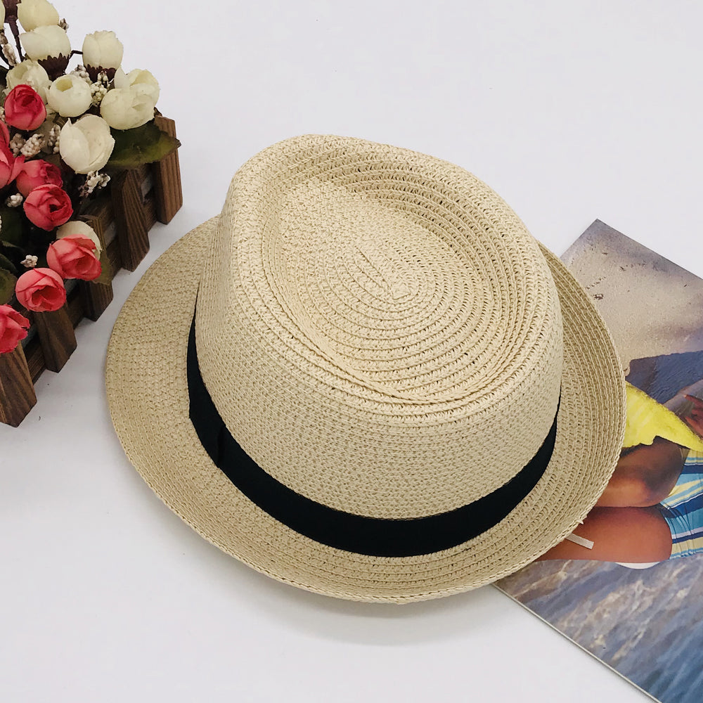 Parent-child hat kids new Paper straw hat sunhat beach braid kids hat summer men's hat