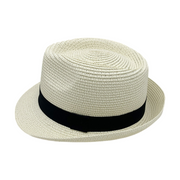 No. 92 Paper Braid Fedora Hat with Grosgrain Band
