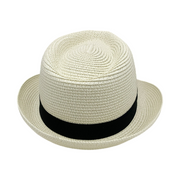 No. 92 Paper Braid Fedora Hat with Grosgrain Band