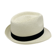 No. 92 Paper Braid Fedora Hat with Grosgrain Band