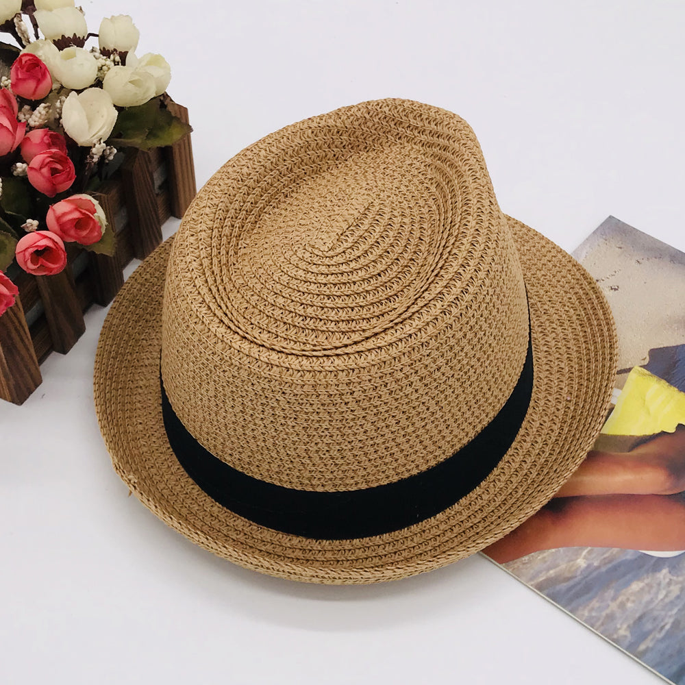 Parent-child hat kids new Paper straw hat sunhat beach braid kids hat summer men's hat