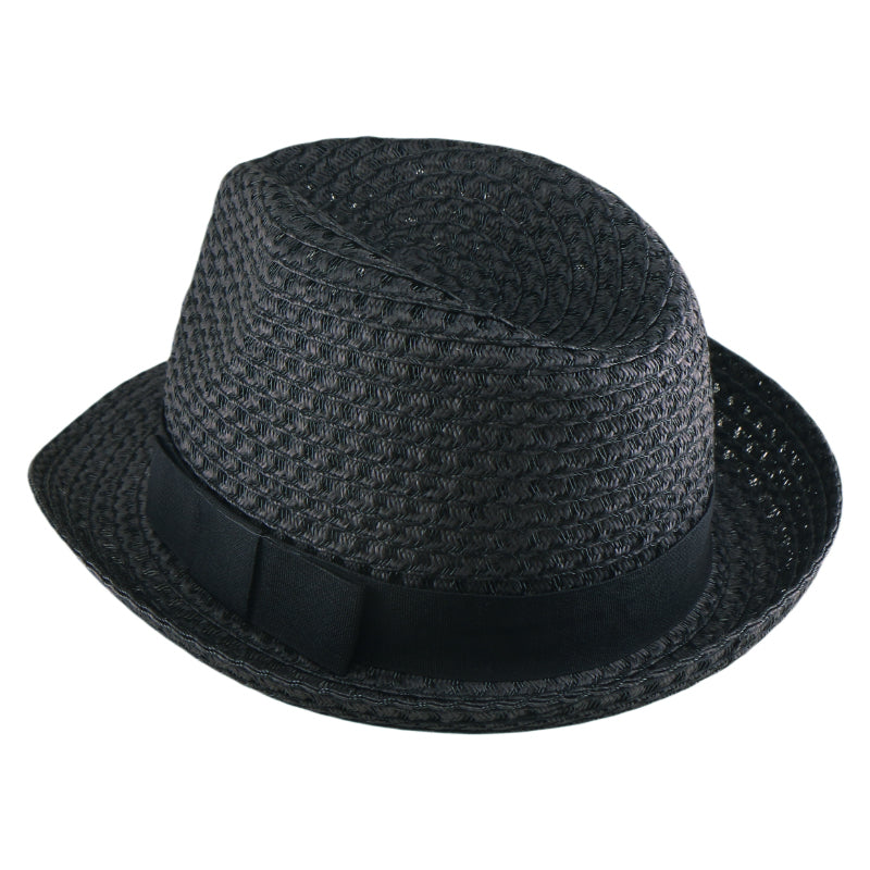 Black Beach Paper Straw Hat Summer Sun Hat British Style Korean Bohemian Versatile Holiday Cap for Spring and Summer