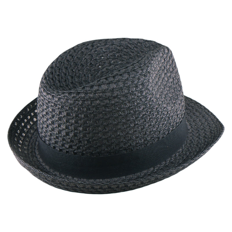 Black Beach Paper Straw Hat Summer Sun Hat British Style Korean Bohemian Versatile Holiday Cap for Spring and Summer