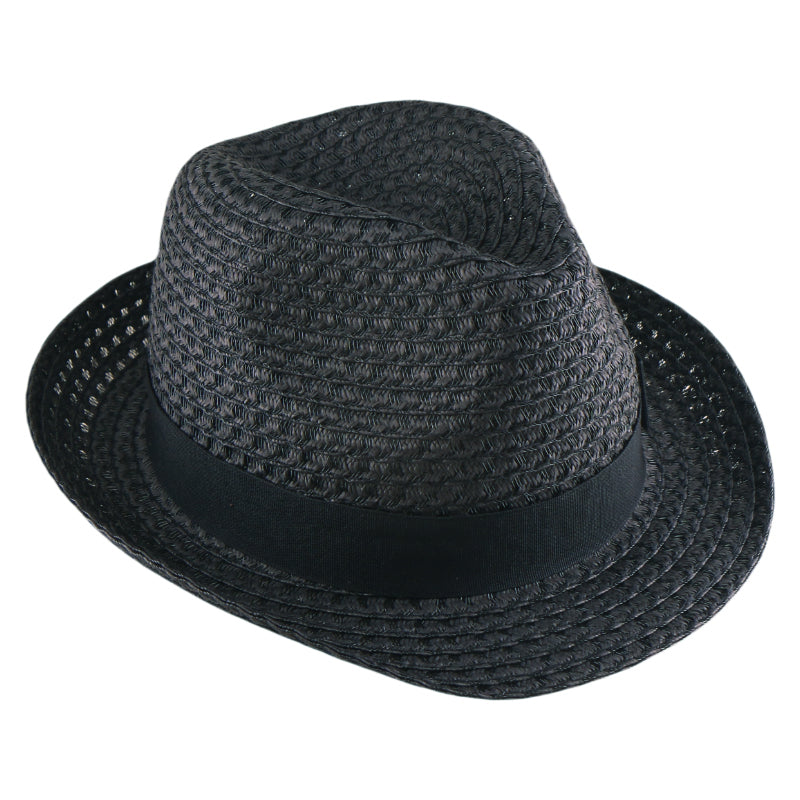 Black Beach Paper Straw Hat Summer Sun Hat British Style Korean Bohemian Versatile Holiday Cap for Spring and Summer