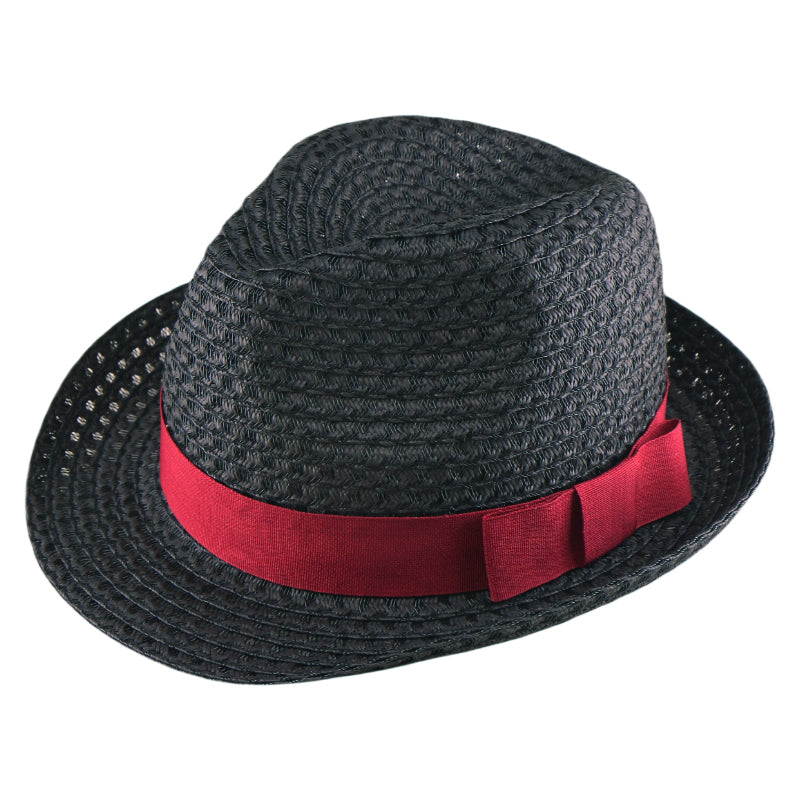 Black Beach Paper Straw Hat Summer Sun Hat British Style Korean Bohemian Versatile Holiday Cap for Spring and Summer