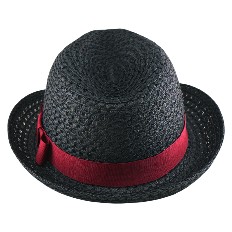 Black Beach Paper Straw Hat Summer Sun Hat British Style Korean Bohemian Versatile Holiday Cap for Spring and Summer