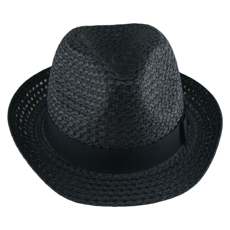 Black Beach Paper Straw Hat Summer Sun Hat British Style Korean Bohemian Versatile Holiday Cap for Spring and Summer