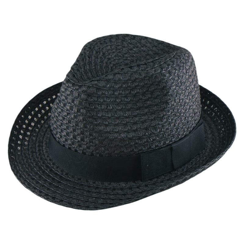 Black Beach Paper Straw Hat Summer Sun Hat British Style Korean Bohemian Versatile Holiday Cap for Spring and Summer