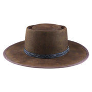 No. 955 Woolen Felt Gambler Hat with Double Telescope Crown and Bound Brim