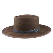 No. 955 Woolen Felt Gambler Hat with Double Telescope Crown and Bound Brim