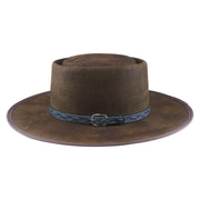 No. 955 Woolen Felt Gambler Hat with Double Telescope Crown and Bound Brim