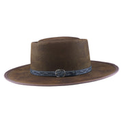 No. 955 Woolen Felt Gambler Hat with Double Telescope Crown and Bound Brim