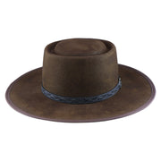 No. 955 Woolen Felt Gambler Hat with Double Telescope Crown and Bound Brim