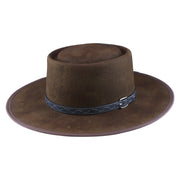 No. 955 Woolen Felt Gambler Hat with Double Telescope Crown and Bound Brim