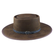 No. 955 Woolen Felt Gambler Hat with Double Telescope Crown and Bound Brim