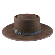 No. 955 Woolen Felt Gambler Hat with Double Telescope Crown and Bound Brim