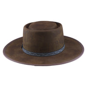 No. 955 Woolen Felt Gambler Hat with Double Telescope Crown and Bound Brim