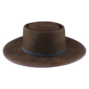 No. 955 Woolen Felt Gambler Hat with Double Telescope Crown and Bound Brim